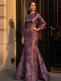 Round Neck Satin Mother of the Bride Dresses with Sleeves