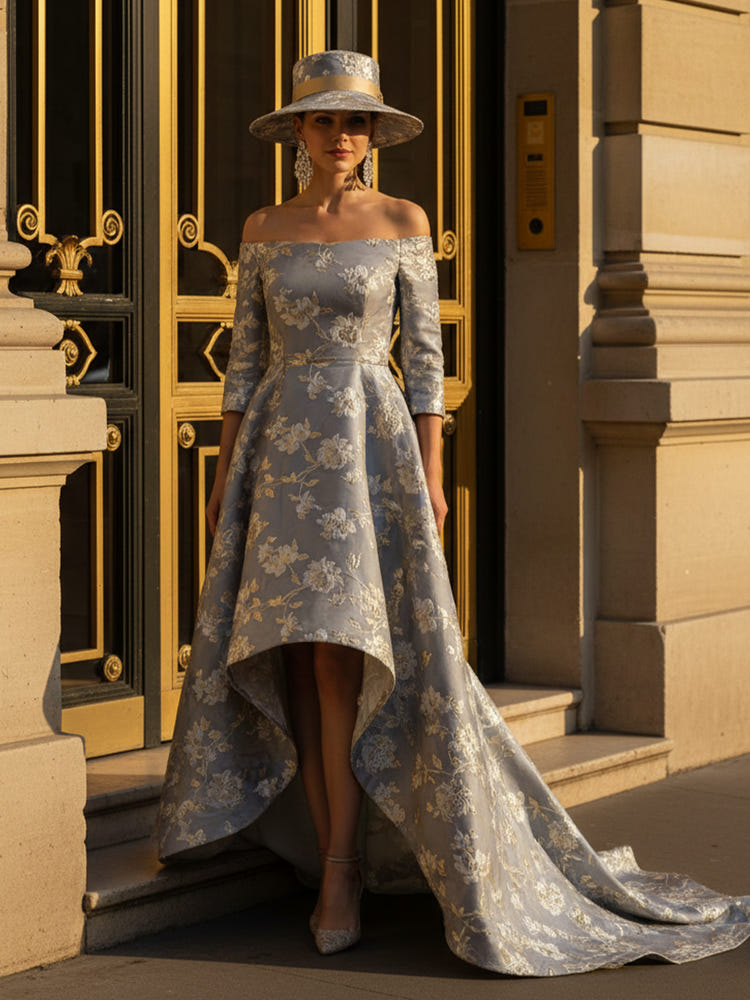 Off the Shoulder Jacquard Mother of the Bride Dresses