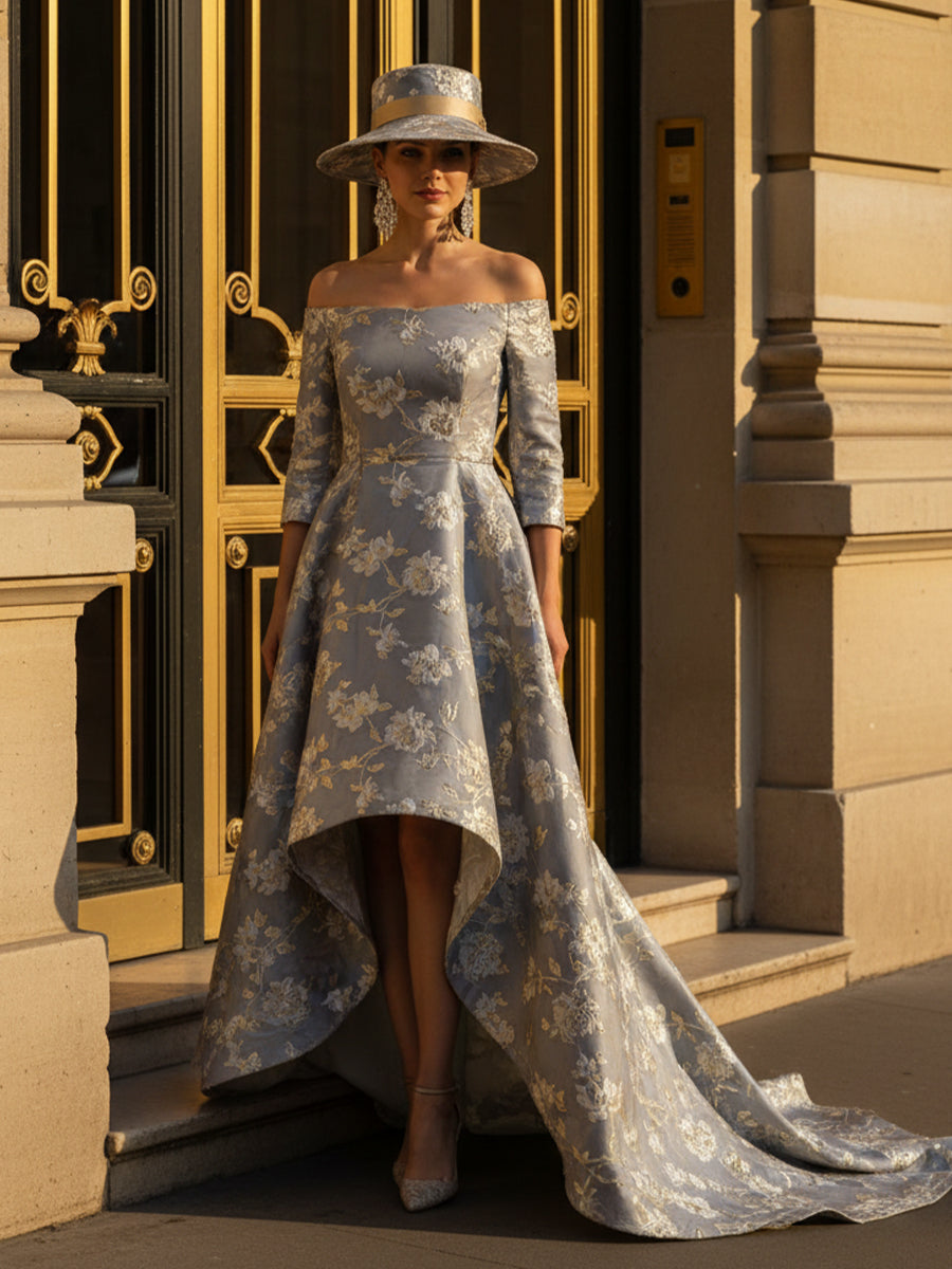 Off the Shoulder Jacquard Mother of the Bride Dresses