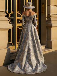 Off the Shoulder Jacquard Mother of the Bride Dresses