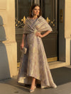 Off the Shoulder High Low Jacquard Mother of the Bride Dresses with Caps