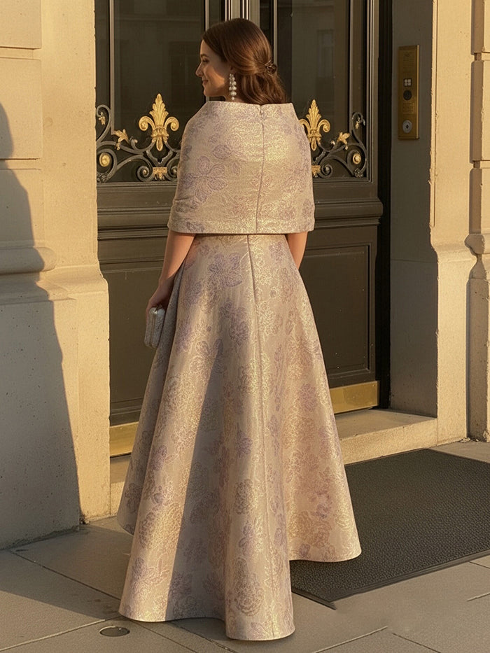 Off the Shoulder High Low Jacquard Mother of the Bride Dresses