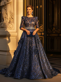 Round Neck A Line Mother of the Bride Dresses with Sleeves