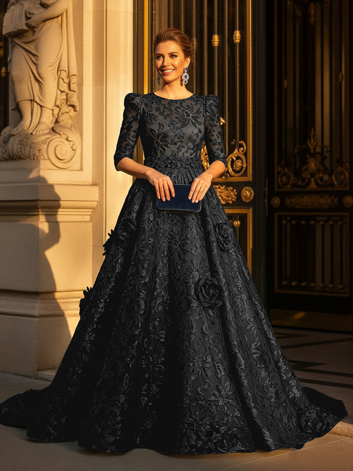 Round Neck A Line Mother of the Bride Dresses with Sleeves