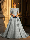 Round Neck A Line Mother of the Bride Dresses with Sleeves