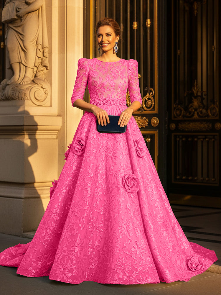 Round Neck A Line Mother of the Bride Dresses with Sleeves