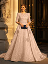 Round Neck A Line Mother of the Bride Dresses with Sleeves