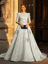 Round Neck A Line Mother of the Bride Dresses with Sleeves