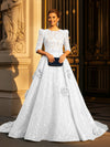 Round Neck A Line Mother of the Bride Dresses with Sleeves