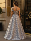 Off the Shoulder High Low Jacquard Mother of the Bride Dresses