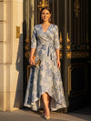 V Neck High Low Jacquard Mother of the Bride Dresses