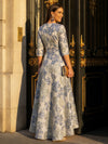 V Neck High Low Jacquard Mother of the Bride Dresses