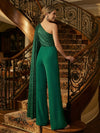 One Shoulder Sequin Satin Jumpsuit for Mother of the Bride
