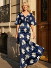 Satin Sheath V Neck Long Mother of the Brides Dresses with Caps