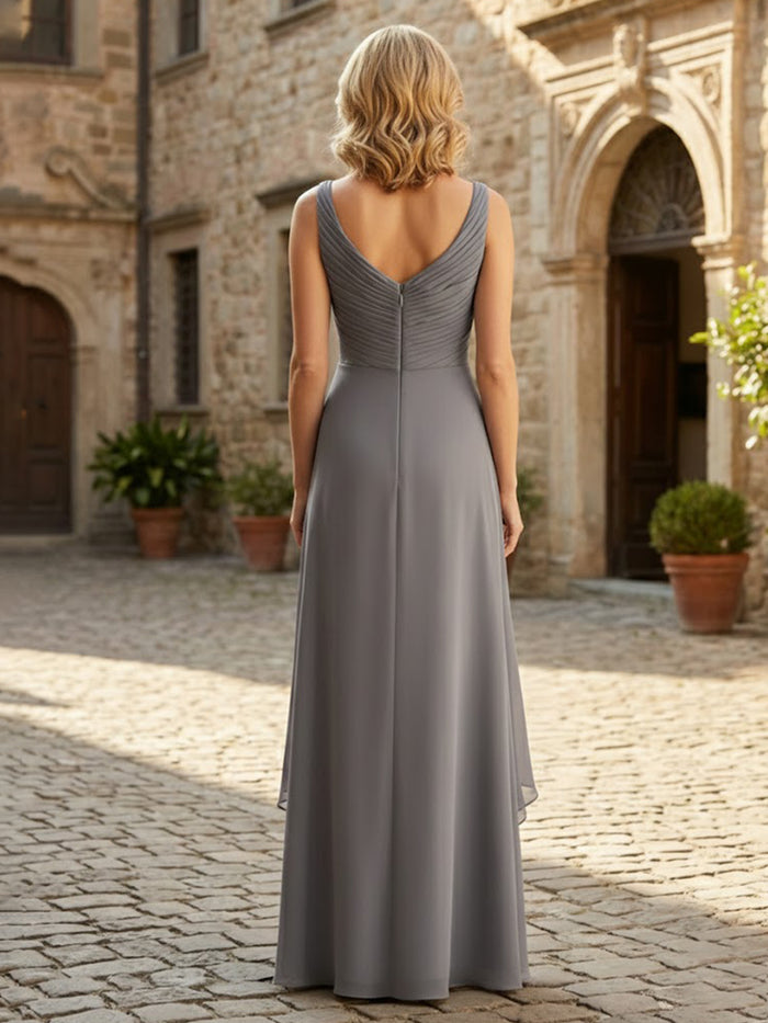 Chiffon A Line V Neck Ruffles Mother of the Bride Dresses