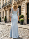 Jersey Mermaid Boat Neck  Floral Embroidery Mother of the Bride Dresses