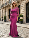 Jersey Mermaid Boat Neck  Floral Embroidery Mother of the Bride Dresses