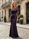 Jersey Mermaid Boat Neck  Floral Embroidery Mother of the Bride Dresses