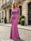 Jersey Mermaid Boat Neck  Floral Embroidery Mother of the Bride Dresses