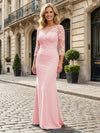 Jersey Mermaid Boat Neck  Floral Embroidery Mother of the Bride Dresses