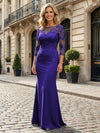 Jersey Mermaid Boat Neck  Floral Embroidery Mother of the Bride Dresses