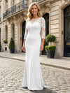 Jersey Mermaid Boat Neck  Floral Embroidery Mother of the Bride Dresses