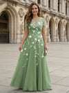 Chiffon A Line Boat Neck Floral Embroidery Mother of the Bride Dresses