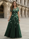 Chiffon A Line Boat Neck Floral Embroidery Mother of the Bride Dresses