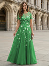 Chiffon A Line Boat Neck Floral Embroidery Mother of the Bride Dresses