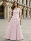 Chiffon A Line Boat Neck Floral Embroidery Mother of the Bride Dresses
