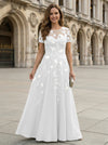 Chiffon A Line Boat Neck Floral Embroidery Mother of the Bride Dresses