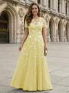 Chiffon A Line Boat Neck Floral Embroidery Mother of the Bride Dresses