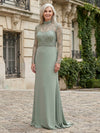 Chiffon Sheath High Neck Beaded Mother of the Bride Dresses