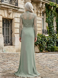 Chiffon Sheath High Neck Beaded Mother of the Bride Dresses