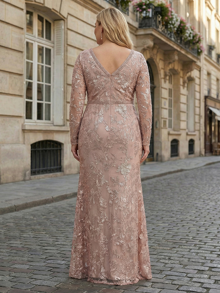 Tulle Sheath V Neck Lace Applique  Mother of the Bride Dresses