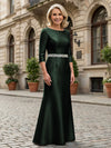 Satin Sheath Crew Neck Glitter Mother of the Bride Dresses