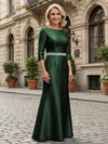 Satin Sheath Crew Neck Glitter Mother of the Bride Dresses