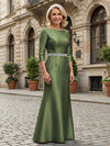Satin Sheath Crew Neck Glitter Mother of the Bride Dresses