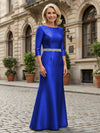 Satin Sheath Crew Neck Glitter Mother of the Bride Dresses