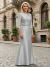 Satin Sheath Crew Neck Glitter Mother of the Bride Dresses