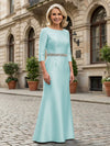 Satin Sheath Crew Neck Glitter Mother of the Bride Dresses