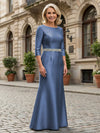 Satin Sheath Crew Neck Glitter Mother of the Bride Dresses