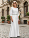 Satin Sheath Crew Neck Glitter Mother of the Bride Dresses