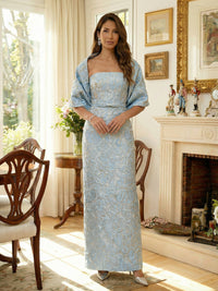 Strapless Jacquard 2 Pieces Mother of the Bride Dresses with Wraps