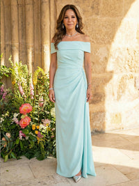 Off the Shoulder Chiffon Mother of the Bride Dresses with Wrap