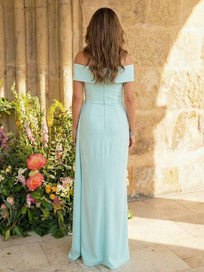 Off the Shoulder Chiffon Mother of the Bride Dresses with Wrap