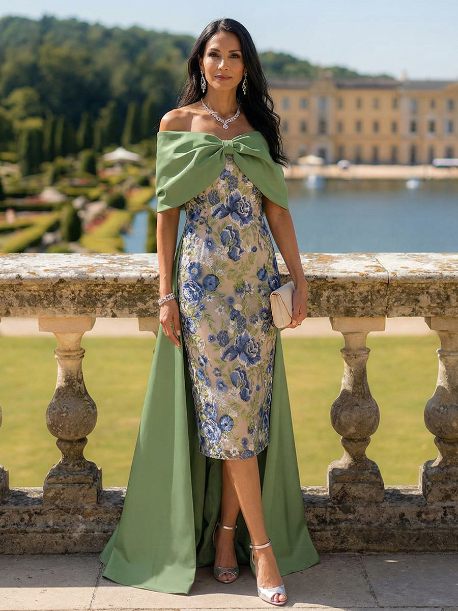 Off the Shoulder Mother of the Bride Dresses with Bow