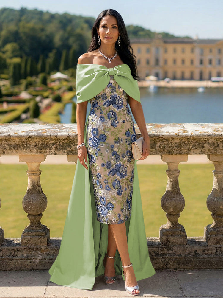 Off the Shoulder Mother of the Bride Dresses with Bow