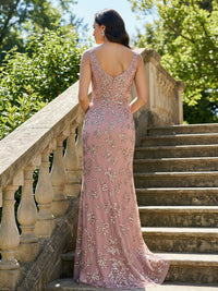 V Neck Tulle Mother of the Bride Dresses with Lace Appliques