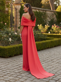 Off the Shoulder Satin Mother of the Bride Dresses with Wraps